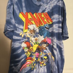 Marvel X-Men Adult Tie Dye T-Shirt chibi style artwork